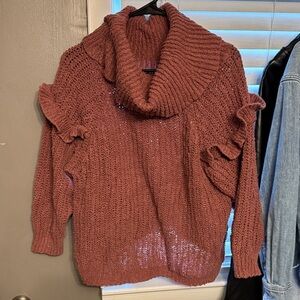 Express Cowl Neck Sweater - Deep Rose
